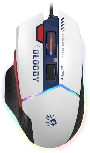 Мышь проводная A4TECH Bloody W95 Max Sports, игровая, оптическая, USB, 12000dpi, синий и белый [w95 max sports navy]